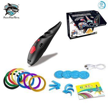 3D ручка з акумулятором 9902, бездротова, з пластиком та трафаретами 9902 фото