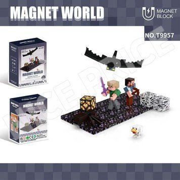 Магнітний конструктор Майнкрафт "Атака на шахту" Магнітна мінігурка Minecraft Magnetic Cube T9951-T9958 фото